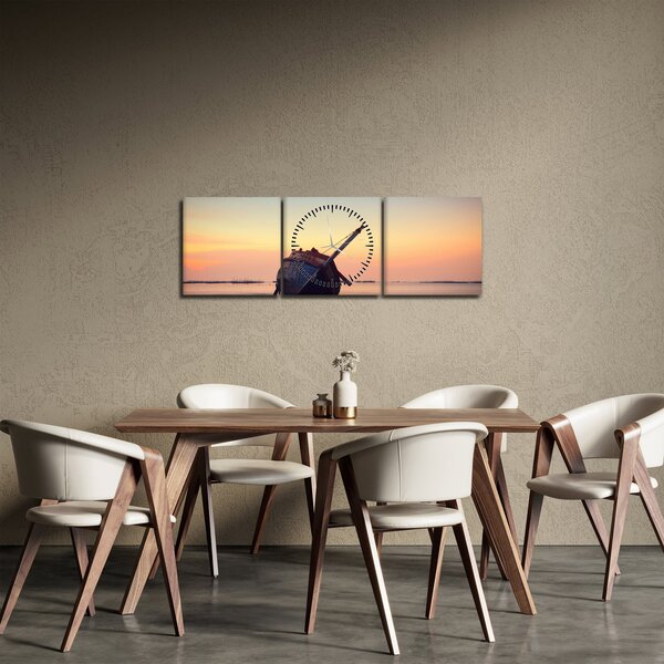 Obraz - Rozbity statek (z zegarem) (90x30 cm)