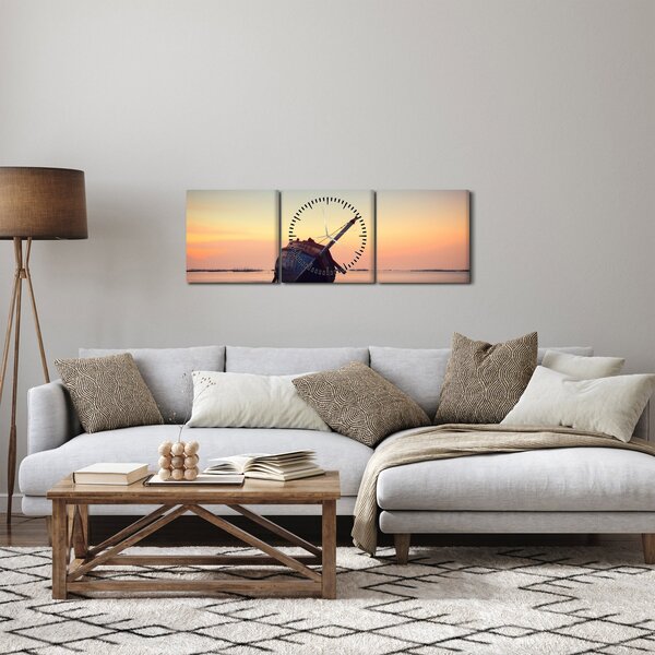 Obraz - Rozbity statek (z zegarem) (90x30 cm)