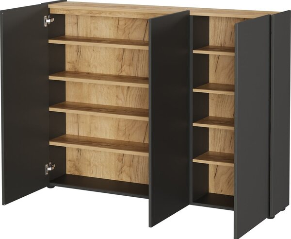 Antracytowa szafka w dekorze dębu 138x105x25 cm Libbiano – Germania