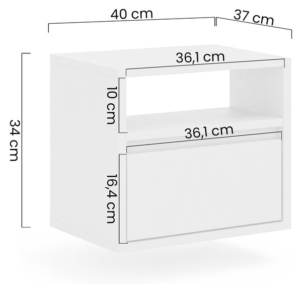Szafka nocna Zolia 40 cm z szufladą wisząca - orzech elegant