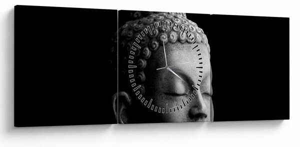 Obraz - Budda, portret (z zegarem) (90x30 cm)