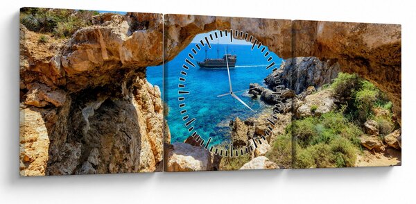 Obraz - Cape Greco (z zegarem) (90x30 cm)