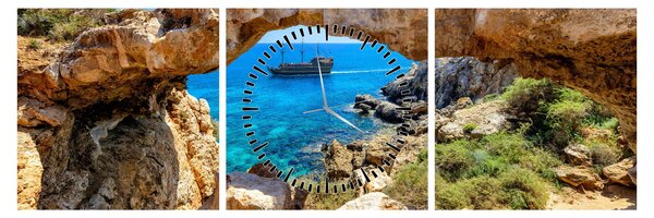 Obraz - Cape Greco (z zegarem) (90x30 cm)