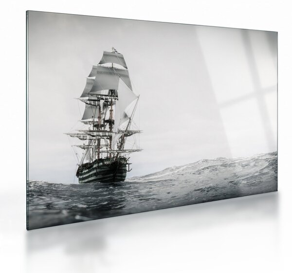 Obraz na szkle - Statek płynący po oceanie (70x50 cm)