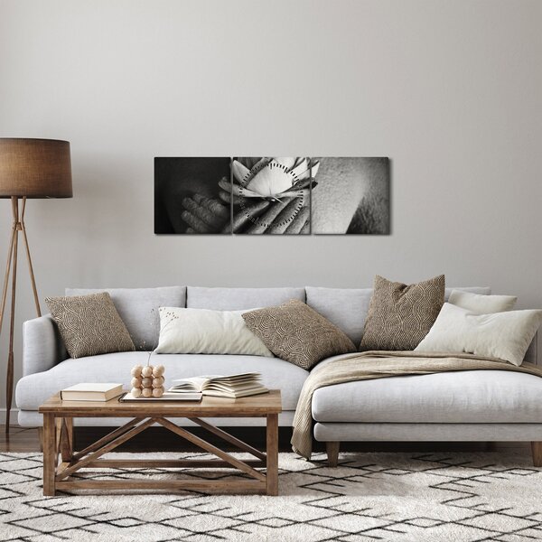 Obraz - Lotos w rękach Buddy (z zegarem) (90x30 cm)