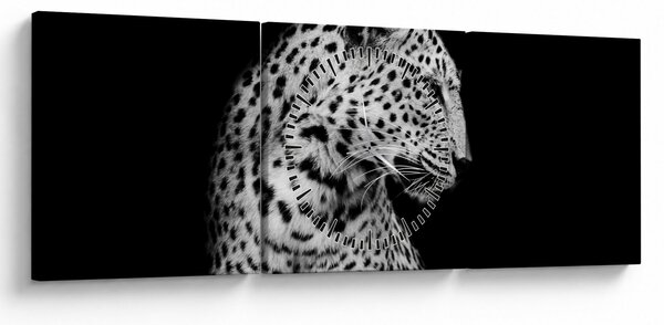 Obraz - Lampart (z zegarem) (90x30 cm)