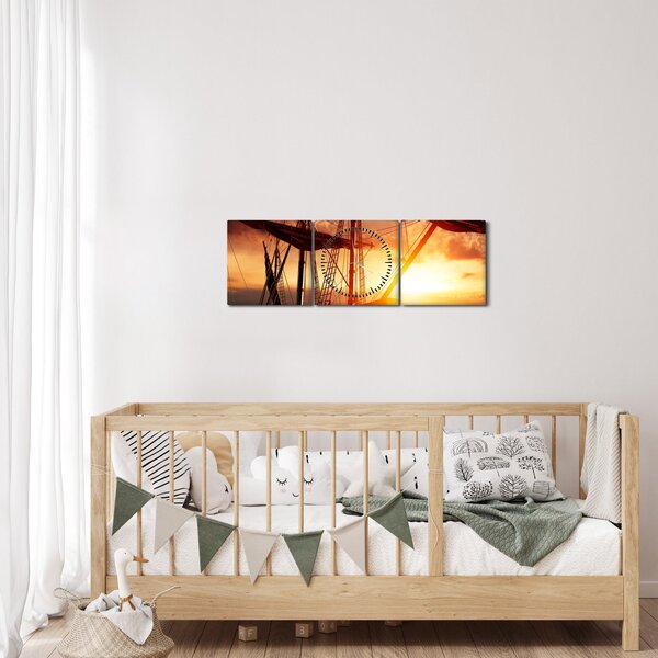 Obraz - Starożytny statek piracki (z zegarem) (90x30 cm)
