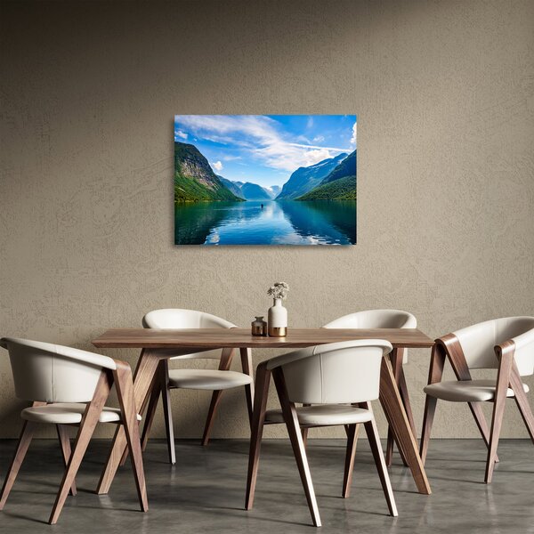 Obraz na szkle - Jezioro Lovatnet (70x50 cm)