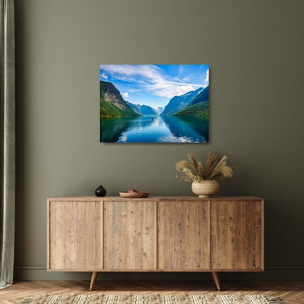 Obraz na szkle - Jezioro Lovatnet (70x50 cm)