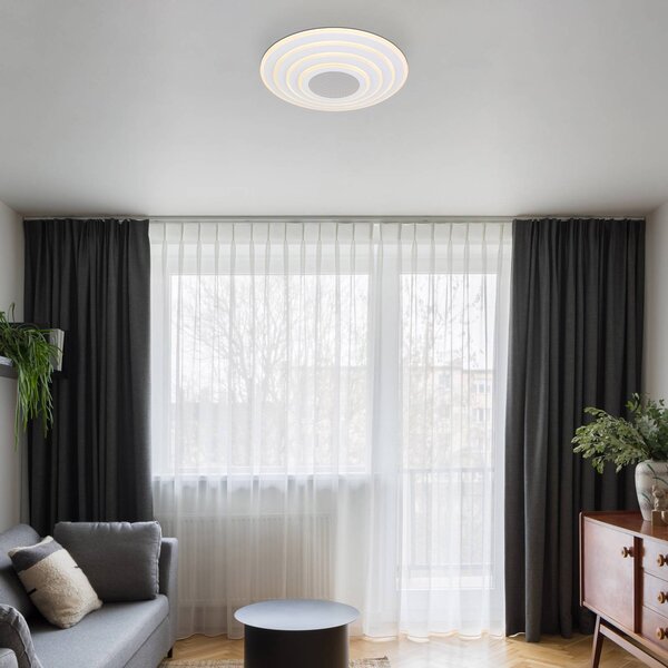Globo Inteligentna lampa sufitowa LED Jocelyn, biała, CCT, pilot możliwość ściemniania, biały / opal, salon / jadalnia, metal