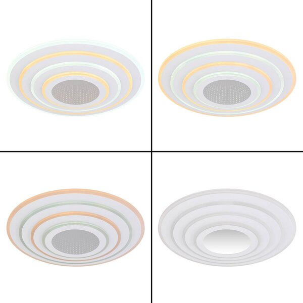 Globo Inteligentna lampa sufitowa LED Jocelyn, biała, CCT, pilot możliwość ściemniania, biały / opal, salon / jadalnia, metal