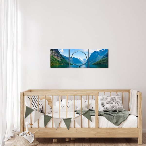 Obraz - Jezioro Lovatnet (z zegarem) (90x30 cm)