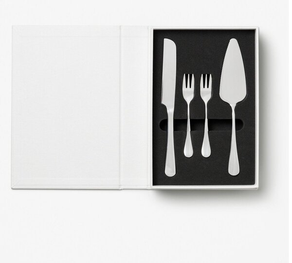 Widelczyki deserowe w biało-srebrnym kolorze ze stali nierdzewnej zestaw The Essentials Cake Tools – Printworks