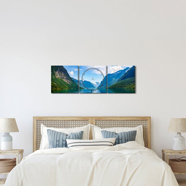 Obraz - Jezioro Lovatnet (z zegarem) (90x30 cm)