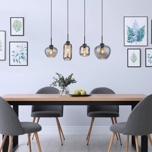 Globo Lampa wisząca Matt, możliwość ściemniania, aluminiowy / szary / cynkowy, salon / jadalnia, szkło