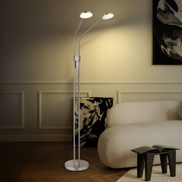 Globo Lampa stojąca Silvio, możliwość ściemniania, aluminiowy / szary / cynkowy, salon / jadalnia, metal