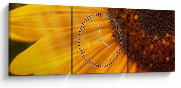 Obraz - Słoneczniki (z zegarem) (90x30 cm)