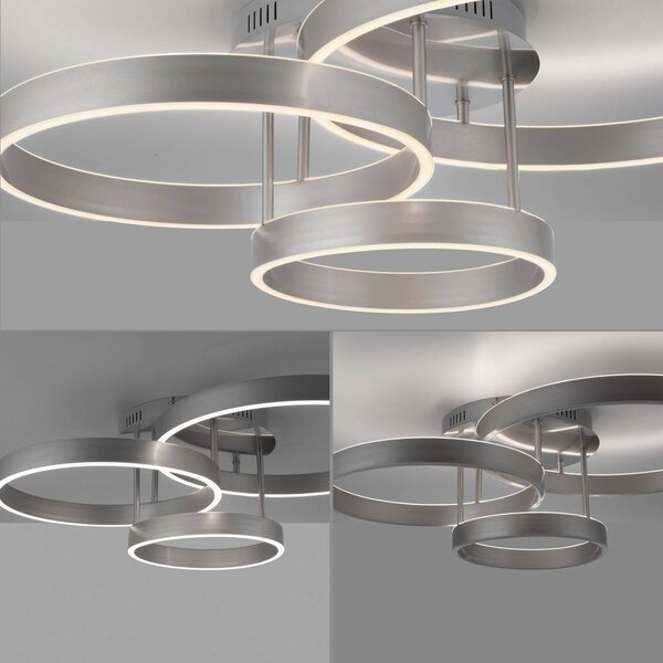 JUST LIGHT. GmbH Lampa sufitowa Lilluti, możliwość ściemniania, aluminiowy / szary / cynkowy, salon / jadalnia, metal, nowoczesny