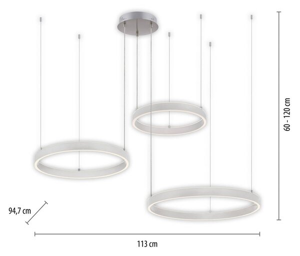 JUST LIGHT. GmbH Lampa wisząca Lilluti, możliwość ściemniania, aluminiowy / szary / cynkowy, salon / jadalnia, metal, nowoczesny