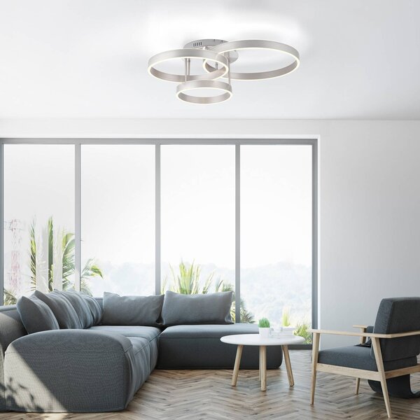 JUST LIGHT. GmbH Lampa sufitowa Lilluti, możliwość ściemniania, aluminiowy / szary / cynkowy, salon / jadalnia, metal, nowoczesny