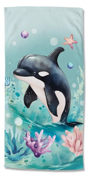 Niebieski aksamitny ręcznik plażowy dla dzieci 75x150 cm Splash – Good Morning