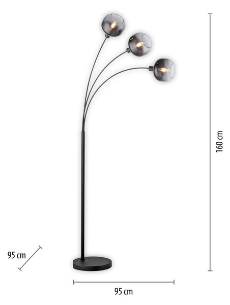 JUST LIGHT. GmbH Lampa stojąca Zea, czarny, salon / jadalnia, metal, nowoczesny