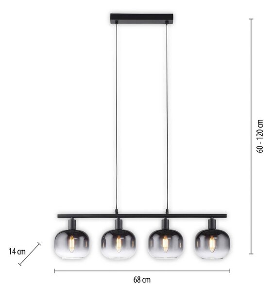 JUST LIGHT. GmbH Lampa wisząca Zea, czarny, salon / jadalnia, metal, nowoczesny