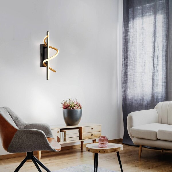 JUST LIGHT. GmbH Kinkiet Emanda, możliwość ściemniania, czarny, salon / jadalnia, metal