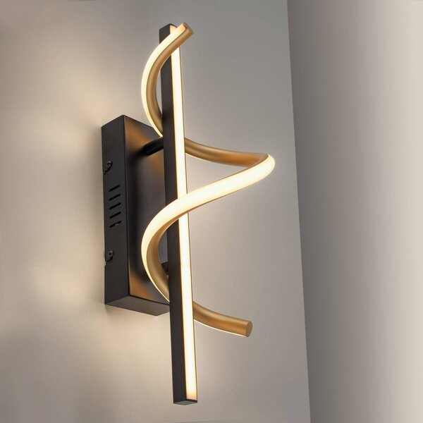 JUST LIGHT. GmbH Kinkiet Emanda, możliwość ściemniania, czarny, salon / jadalnia, metal