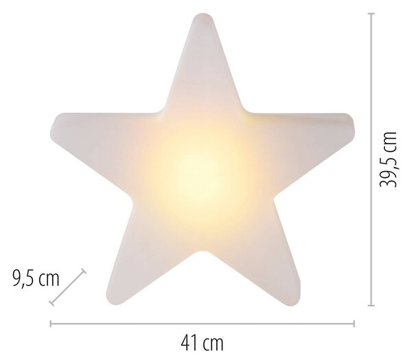 JUST LIGHT. GmbH Akumulatorowe oświetlenie dekoracyjne LED Star, wys. 39,5 cm, IP44, biała, RGBW możliwość ściemniania, biały / opal, salon / jadalnia, tworzywo sztuczne
