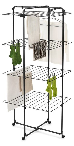 Suszarka na pranie w kolorze matowej czerni 30 m HangOn Tower – Brabantia