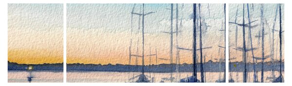 Obraz - Żeglarstwo, akwary (170x50 cm)