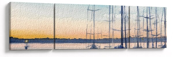 Obraz - Żeglarstwo, akwary (170x50 cm)