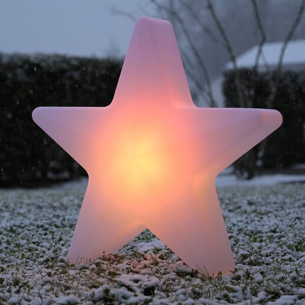 JUST LIGHT. GmbH Oświetlenie dekoracyjne LED na akumulator „Star”, wys. 55 cm, IP44, biała, RGBW Star, możliwość ściemniania, biały / opal, salon / jadalnia, tworzywo sztuczne