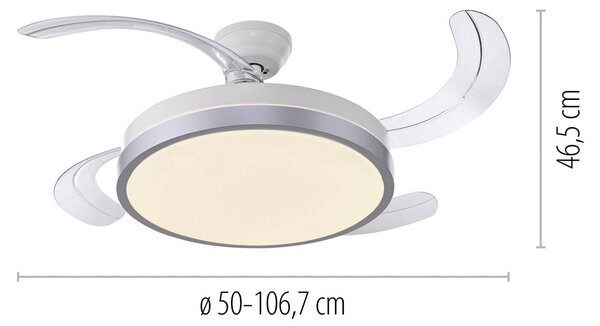 JUST LIGHT. GmbH Wentylator sufitowy LED Kopta, srebrny, regulacja barwy światła (CCT), pilot, możliwość ściemniania, aluminiowy / szary / cynkowy, salon / jadalnia, metal, nowoczesny