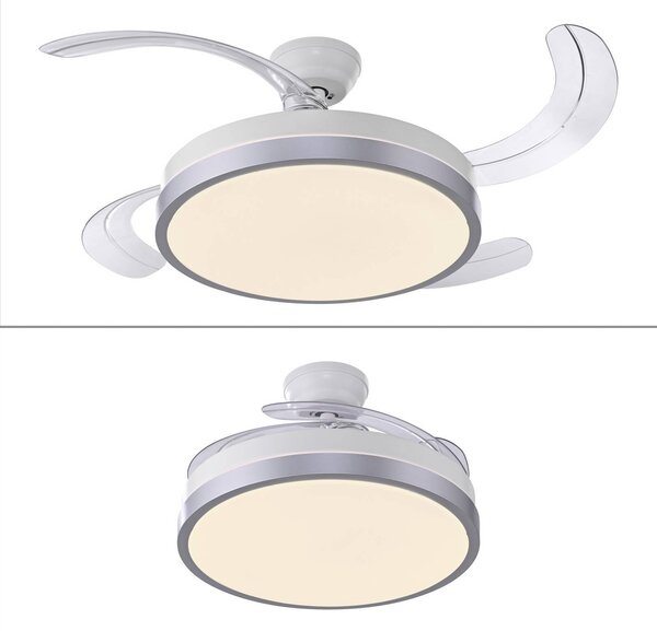 JUST LIGHT. GmbH Wentylator sufitowy LED Kopta, srebrny, regulacja barwy światła (CCT), pilot, możliwość ściemniania, aluminiowy / szary / cynkowy, salon / jadalnia, metal, nowoczesny