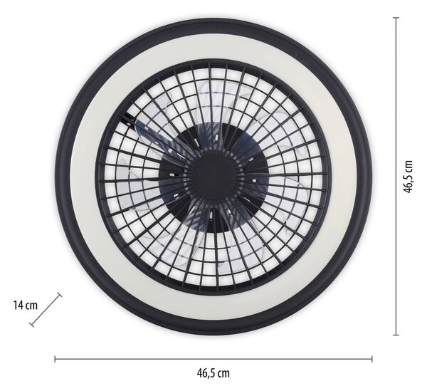 JUST LIGHT. GmbH Wentylator sufitowy LED Brandon, czarny, RGBW, CCT, Ø 46,5 cm możliwość ściemniania, czarny, salon / jadalnia, tworzywo sztuczne, nowoczesny