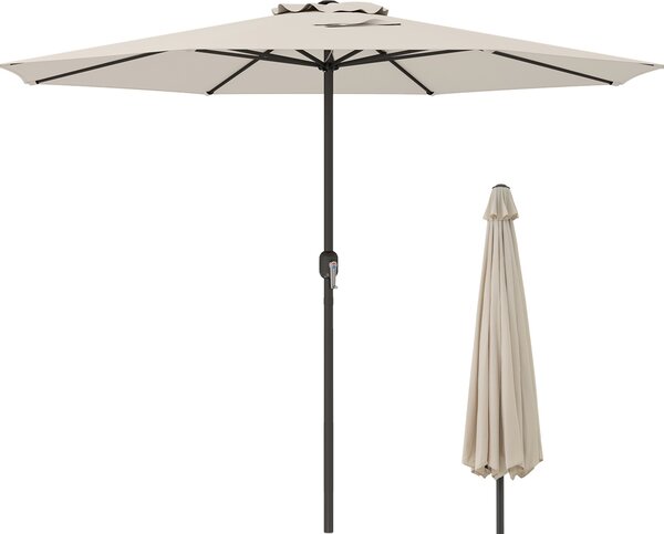 KOMFOTTEU 260/360 cm parasol z korbk, parasol tarasowy z wentylowan czasz, parasol ogrodowy z 8 rozpórkami, parasol rynkowy na pla, do ogrodu, na basen
