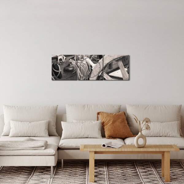 Obraz - Ster do żaglówki (z zegarem) (90x30 cm)