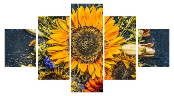 Obraz - Jesienne kwiaty (125x70 cm)