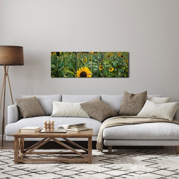 Obraz - Sunflower Field II. (z zegarem) (90x30 cm)