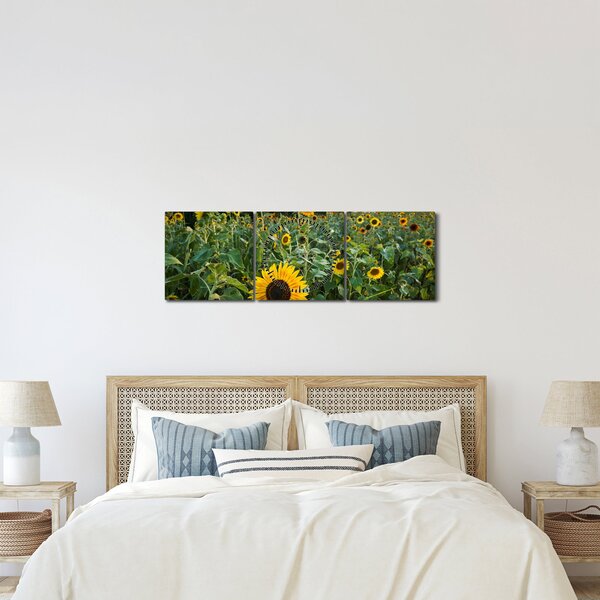 Obraz - Sunflower Field II. (z zegarem) (90x30 cm)