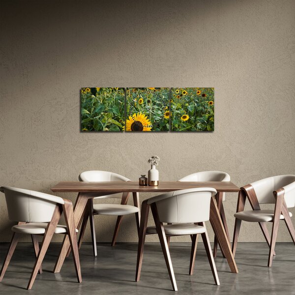 Obraz - Sunflower Field II. (z zegarem) (90x30 cm)