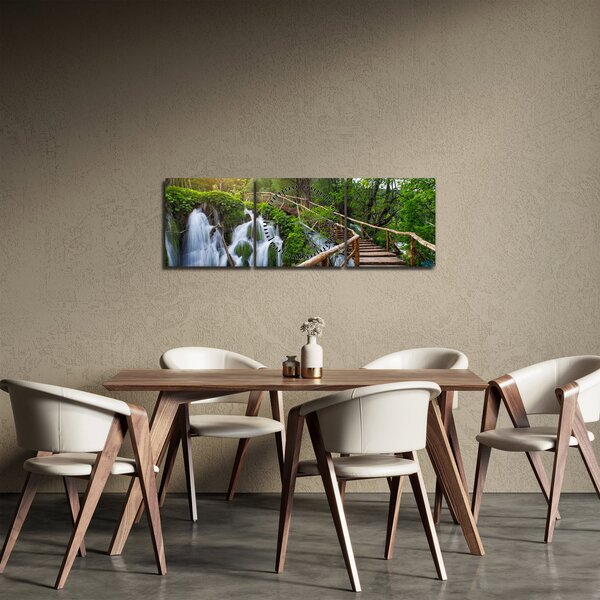 Obraz - Jeziora Plitwickie (z zegarem) (90x30 cm)