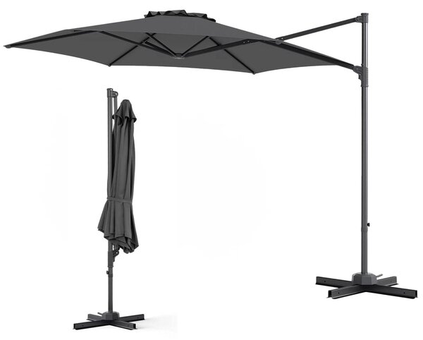 KOMFOTTEU Parasol ogrodowy 3M, odporny na promieniowanie UV i wiatr, parasol wolnostojcy o szecioktnym ksztacie, obrotowy o 360°, z podstaw krzyow, idealny na taras, balkon, basen i do ogrodu