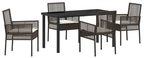 Zestaw Mebli Ogrodowych Komplet Jadalniany Z Poduszkami 5-Częściowy Brązowy Rattan Na Taras Balkon Ogród