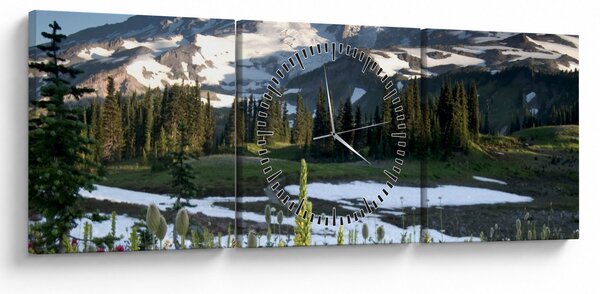 Obraz - Mount Rainier (z zegarem) (90x30 cm)