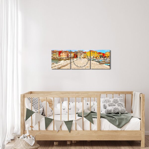 Obraz - Stare istryjskie miasto Poreč, Chorwacja (z zegarem) (90x30 cm)