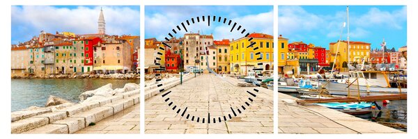 Obraz - Stare istryjskie miasto Poreč, Chorwacja (z zegarem) (90x30 cm)