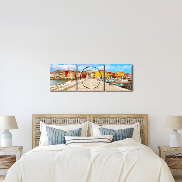 Obraz - Stare istryjskie miasto Poreč, Chorwacja (z zegarem) (90x30 cm)